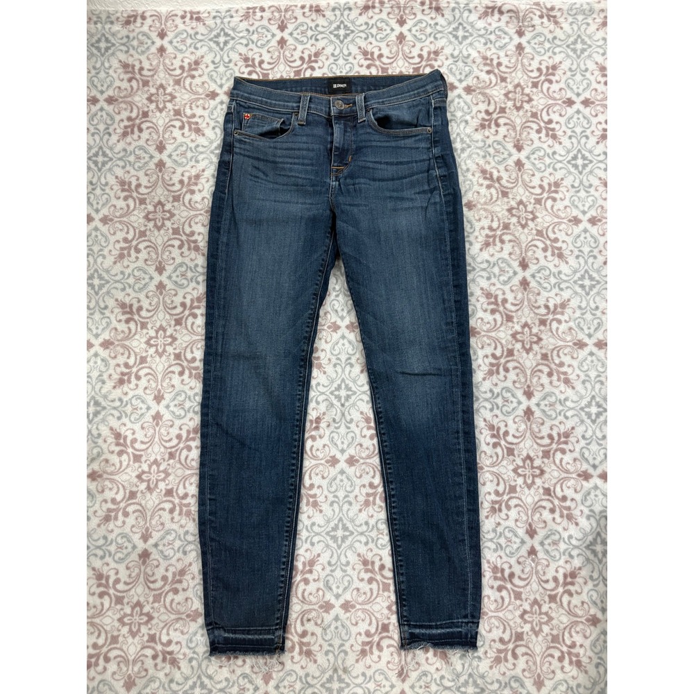 Hudson Womens Skinny Jeans Dark Wash Raw Hem Stretch Denim Size 27